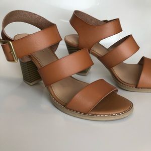 Tan Block Heeled Sandals